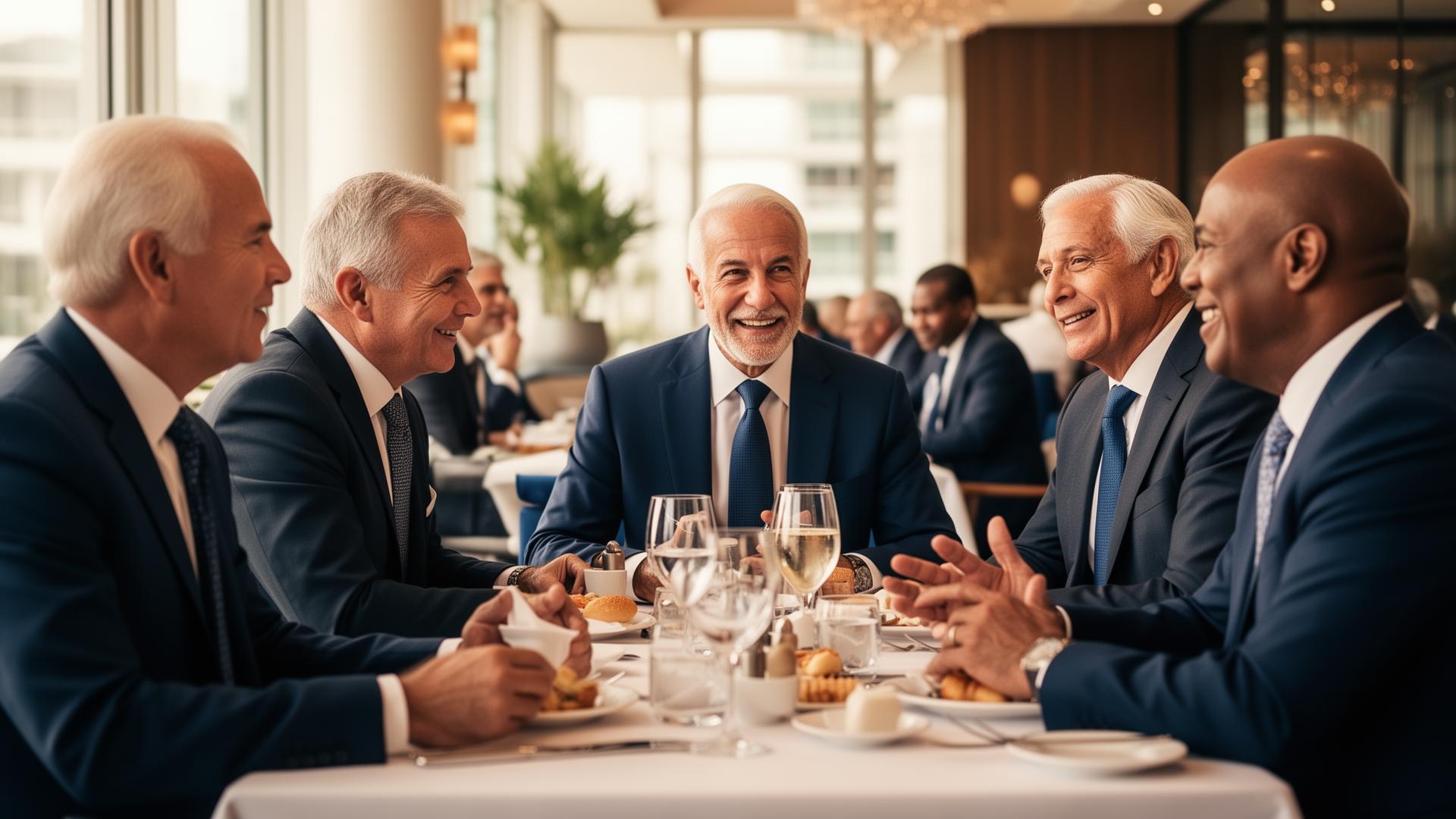 Senior executives in conversation at a Miami breakfast roundtable